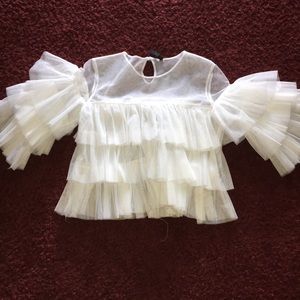 Mesh ruffle top